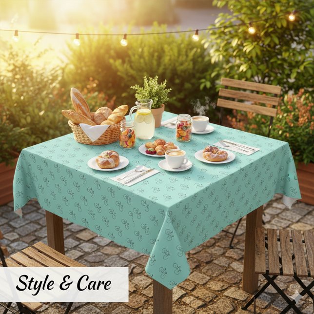 Fahrradmuster in Robin Egg Blue Elegant Tischdecke (Bicycle Pattern in Robin Egg Blue Elegant Tablecloth)