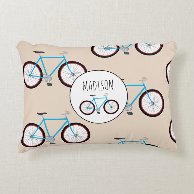 Fahrradmuster Individuelle Name Dekokissen (Vorderseite)