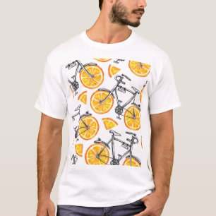 Fahrradorangen: Wasserfarbenes Sommermuster T-Shirt