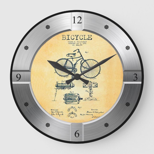 Fahrradpatent 44258 ~ P. W. Tillinghas ~ Große Wanduhr (Vorderseite)