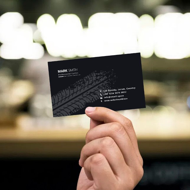 Fahrradrad Print Black Simple Black Pattern Visitenkarte (Von Creator hochgeladen)