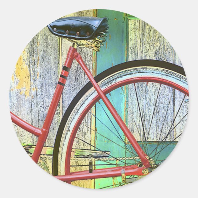 Fahrradrad Radfahren Altes Schild Runder Aufkleber (Vorderseite)