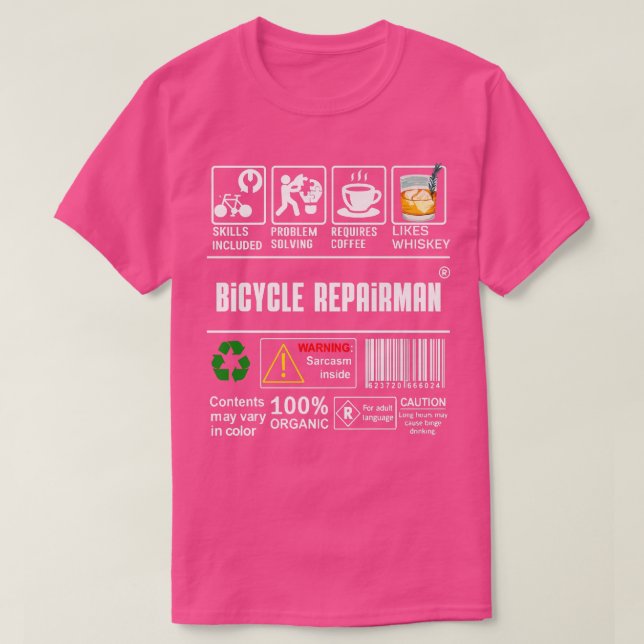 Fahrradreparaturfähigkeiten inklusive Fahrradfreun T-Shirt (Design vorne)