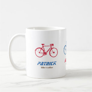 Fahrradrot und blau personalisiert kaffeetasse