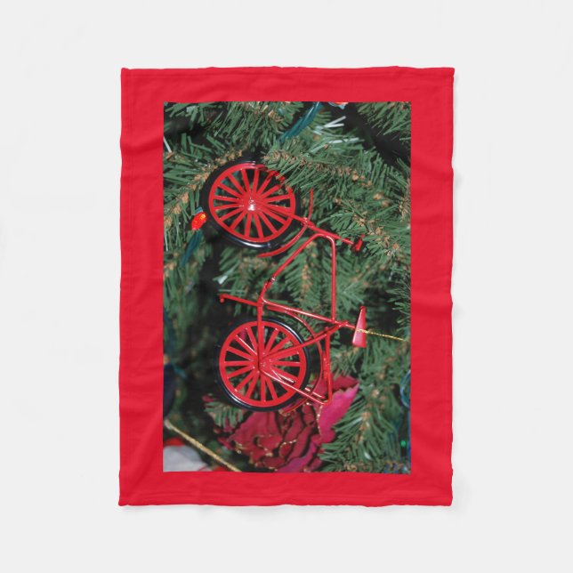 Fahrradschmuck auf einem Weihnachtsbaum Fleecedecke (Vorderseite)