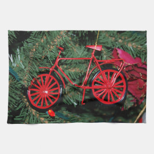 Fahrradschmuck auf einem Weihnachtsbaum Geschirrtuch