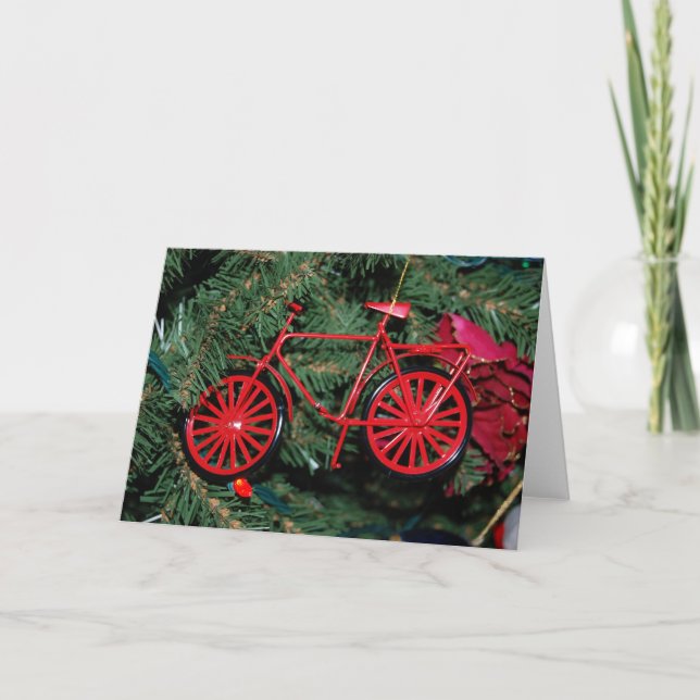 Fahrradschmuck auf einem Weihnachtsbaum Karte (Vorderseite)