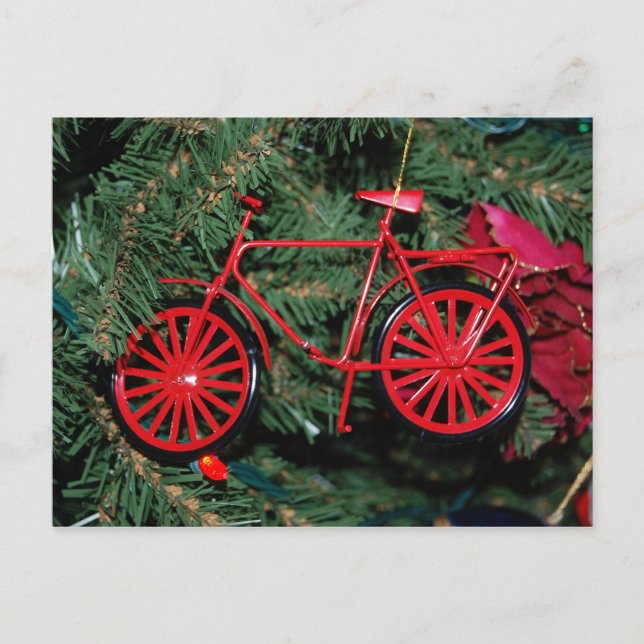 Fahrradschmuck auf einem Weihnachtsbaum Postkarte (Vorderseite)