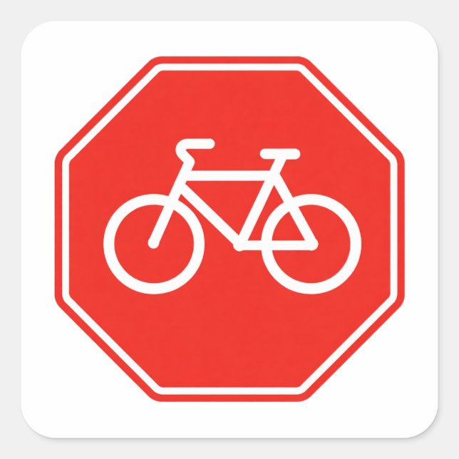 Fahrradstopp  quadratischer aufkleber (Vorderseite)