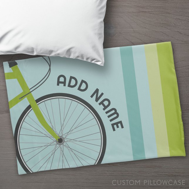 Fahrradthema mit individuellem Text Kissenbezug (Custom Pillowcase)