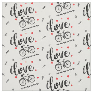 Fahrradtuch. Ich fahre Liebe mit dem Fahrrad.Rotes Stoff