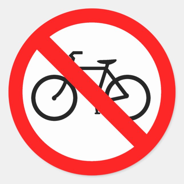 Fahrradverkehr Untersagtes Autobahnzeichen Runder Aufkleber (Vorderseite)