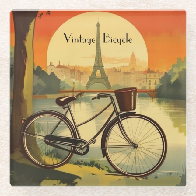 Fahrradverleih, Paris, individualisierbar Glasuntersetzer (Vorderseite)