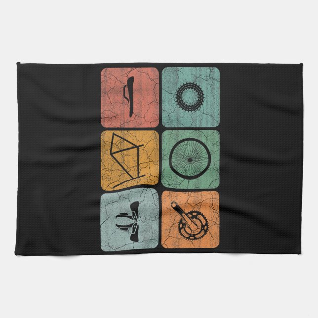Fahrradverleih Vintage Fahrradteile Fahrradgeschen Geschirrtuch (Horizontal)