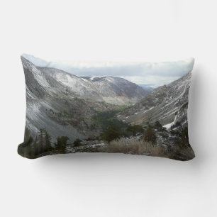 Fahrt durch die schneebedeckten Berge der Sierra N Lendenkissen
