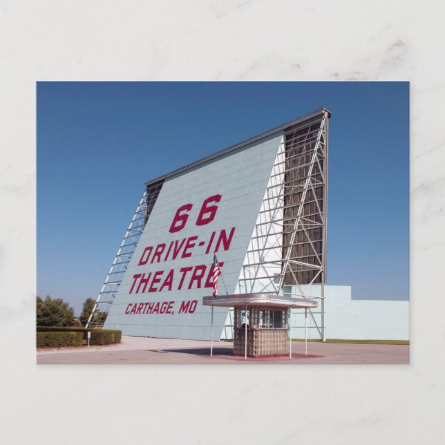 Fahrt im Theater, Route 66, Carthage, Missouri  Postkarte (Vorderseite)