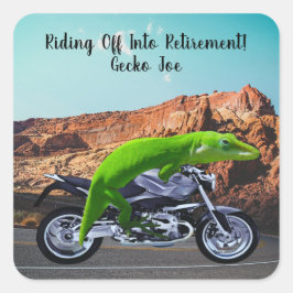 Fahrt in das retirement Custom Gecko Motorrad Quadratischer Aufkleber