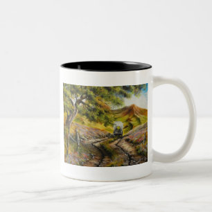 Fahrt in die Stadt Malerei von David Paul Zweifarbige Tasse