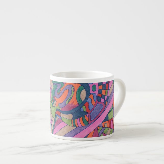 Fahrt mit dem Groovy Rainbow, abstrakt Espressotasse (Vorderseite Rechts)