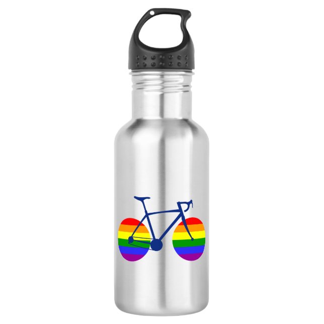 Fahrt mit dem Pride Bike Edelstahlflasche (Vorderseite)