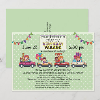 Fahrt mit der Geburtstagsparade für Kinder Einladung
