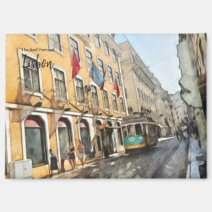 Fahrt mit der Straßenbahn in Lissabon Portugal Pos Magnet