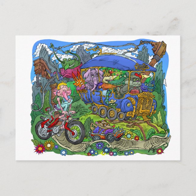 Fahrt mit der Straßenbahn. Postkarte (Vorderseite)