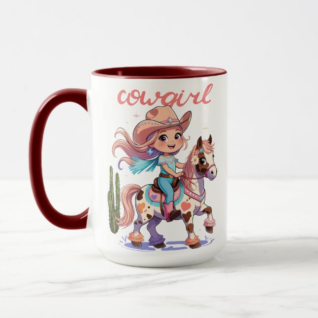 Fahrt mit Freude - Niedliches Cowgirl auf ihrem Ge Tasse (Links)