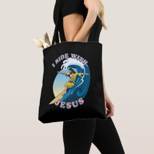 Fahrt mit Jesus   Surfen Jesus Illustration Tasche