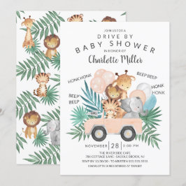 Fahrt von Jungle Animals Girls Babydusche Einladung
