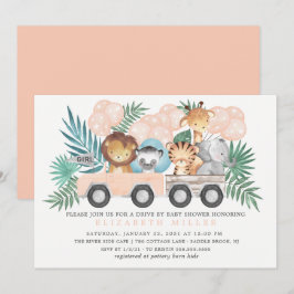 Fahrt von Jungle Animals Girls Babydusche Einladung
