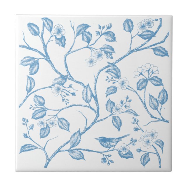 Fahrt zum Schloss Warbler Blue Keramik Tile Fliese (Vorderseite)