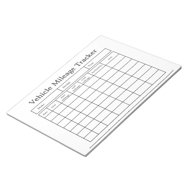 Fahrzeugkilometer-Tracker-Notizblock Notizblock (angewinkelt)