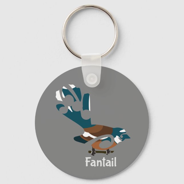 Faintail Piwakawaka Schlüsselanhänger (Vorderseite)