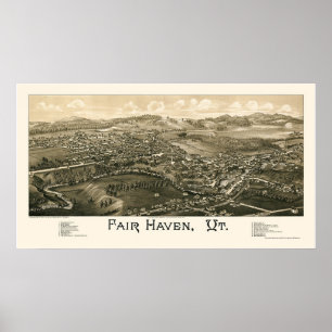 Fair Haven, VT Panorama Karte - 1886 Poster