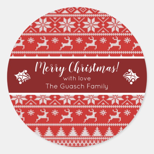 Fair Isle Christmas Runder Aufkleber (Vorderseite)