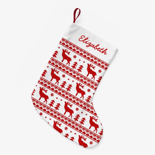 Fair Isle Christmas Sweater Muster Kleiner Weihnachtsstrumpf (Vorderansicht (hängend))