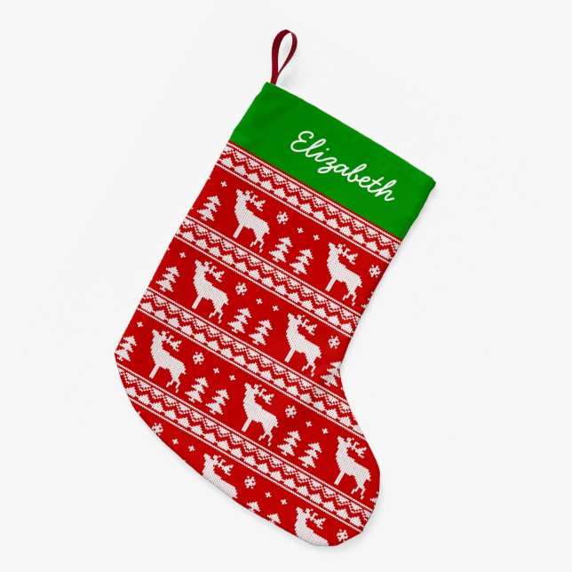 Fair Isle Christmas Sweater Pattern Kleiner Weihnachtsstrumpf (Vorderansicht (hängend))