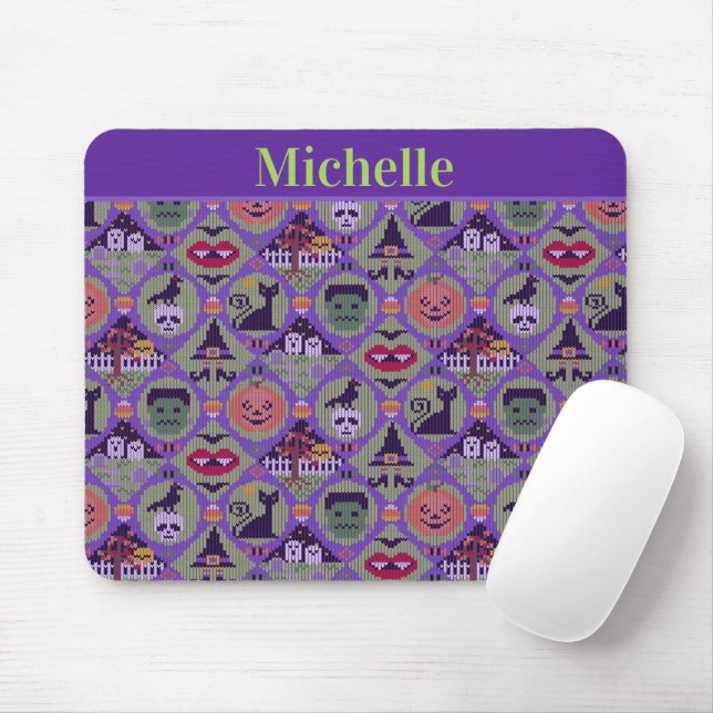 Fair Isle Cute Halloween Knitted Mousepad (Mit Mouse)