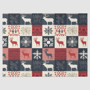 Fair Isle Knitted Patchwork Holiday Reindeer Seidenpapier