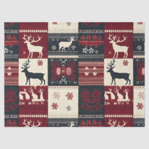 Fair Isle Knitted Patchwork Rustikaler Rentier Seidenpapier