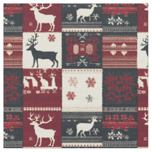 Fair Isle Knitted Patchwork Rustikaler Rentier Stoff