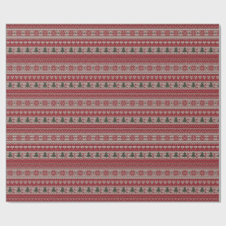 Fair Isle Rot Creme Weihnachtsstrick Geschenkpapier