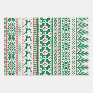 Fair Isle Strick Sweater Geschenkpapier Set