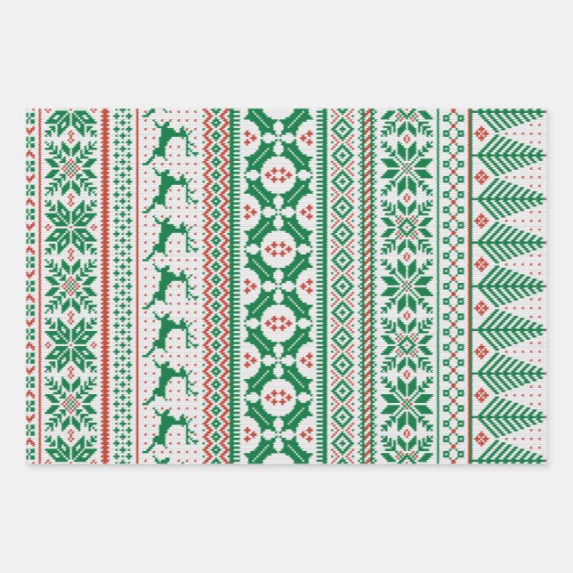 Fair Isle Strick Sweater Geschenkpapier Set (Vorderseite)