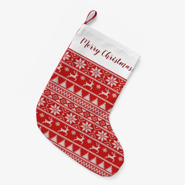 Fair Isle Weihnachten Kleiner Weihnachtsstrumpf (Vorderansicht (hängend))