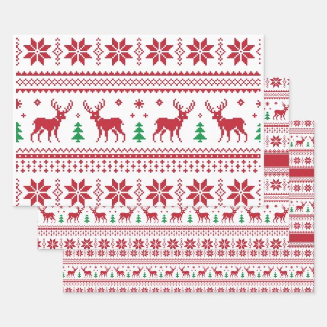 Fair Isle Weihnachtsdesign Wrapping Paper Sets Geschenkpapier Set (Set)