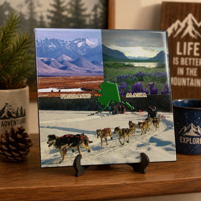 Fairbanks, Alaska Collage Fliese (Fairbanks, Alaska Collage Ceramic Tile)
