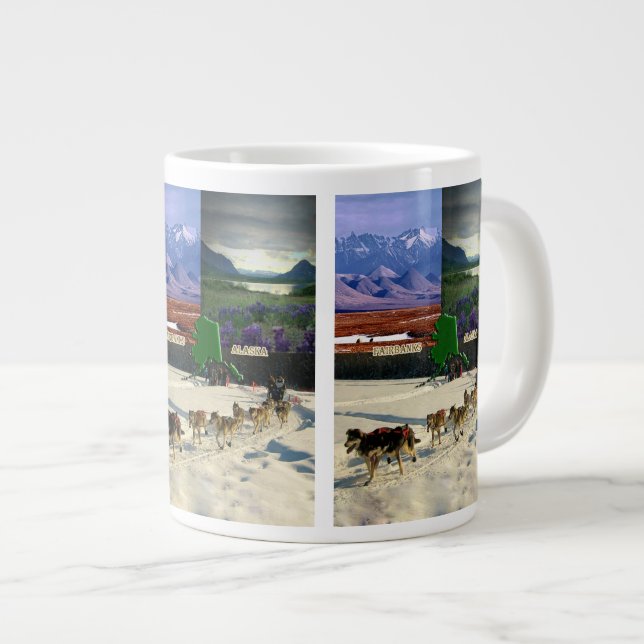 Fairbanks, Alaska Collage Jumbo-Tasse (Vorderseite Rechts)