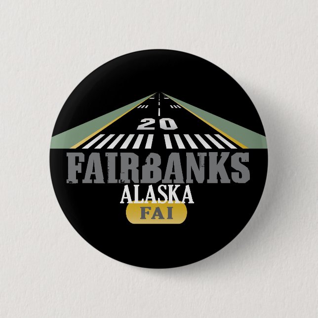 Fairbanks Alaska - Flughafen-Rollbahn Button (Vorderseite)